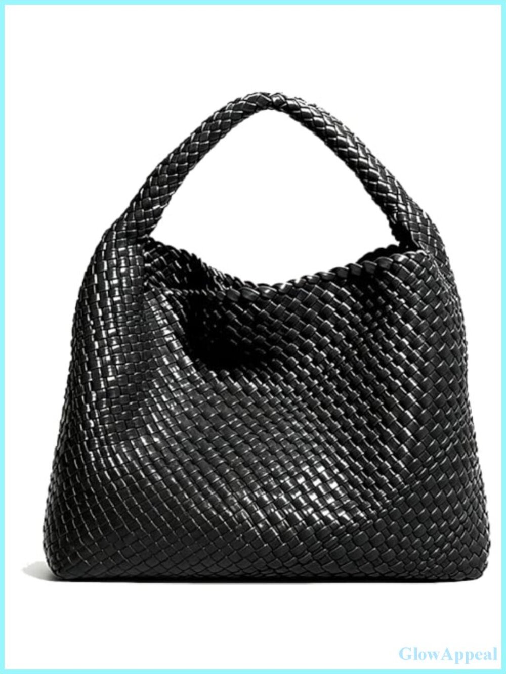 Large Woven Tote Bag with Purse for Women, Vegan Leather Handmade Hobo Purse